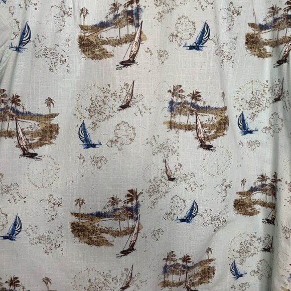 Croft & Barrow Hawaiian Shirt Sailboat Short Sleeve Button Up Blue Men's Size L - Picture 6 of 7